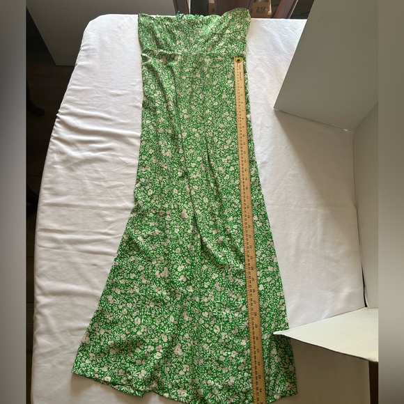 Zara Green Floral Maxi Slip Dress Smocked Back Size XS - Picture 4 of 5